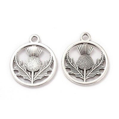 Scottish Thistle Charm - Silver 19.5x16mm