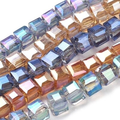 Faceted Cube - Electroplated Mix 4mm