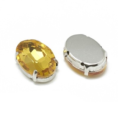 Rhinestone Sew-On Oval - Topaz 8x6mm