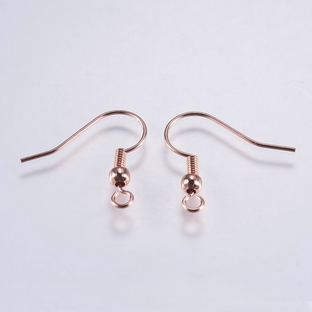 304 SS Earring Hooks - Rose Gold (Pair)