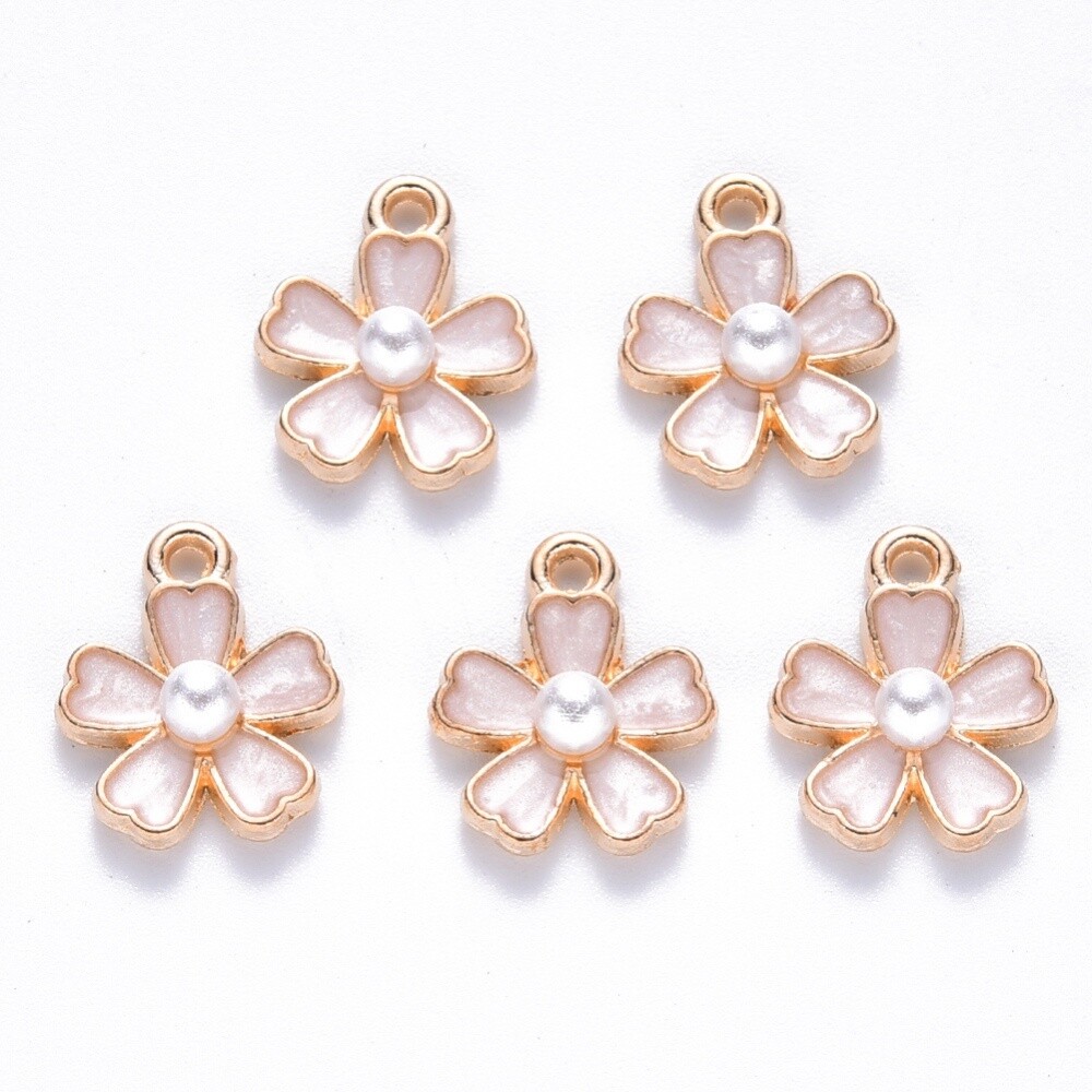 Sakura Flower Charm - Light Gold 14.5x11.5mm