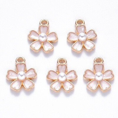 Sakura Flower Charm - Light Gold 14.5x11.5mm