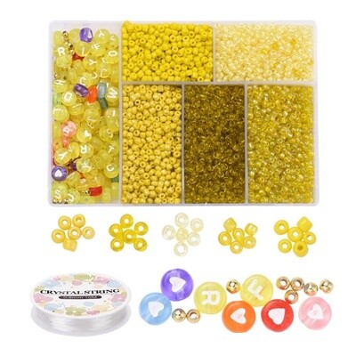 Inspirations Kit - 5 Mix Yellow Size 8 Seed Beads + Letters