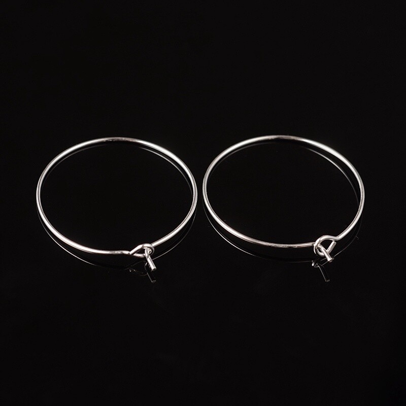 Wine Glass Charm Finding / Earring Hoop - Silver 25x0.8mm (Each)