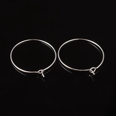 Wine Glass Charm Finding / Earring Hoop - Silver 25x0.8mm (Each)