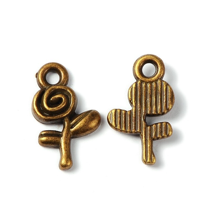 Cute Rose Charm - Antique Bronze 15.5x9.5mm