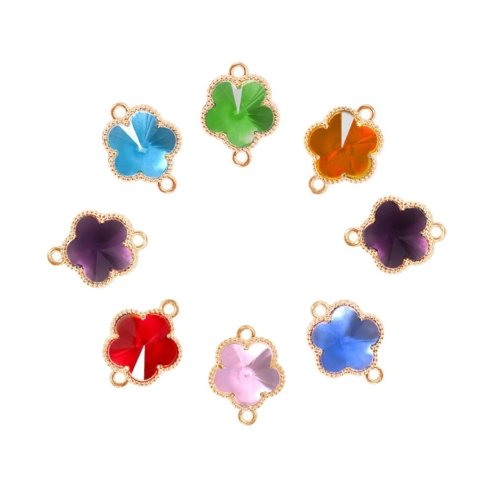Connector - Glass Flower (G) 15.5x12mm