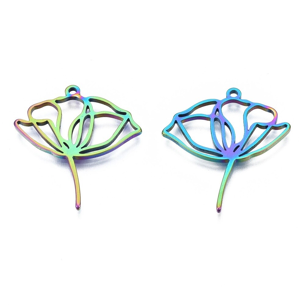 Rainbow 201 SS Lotus Flower Earrings
