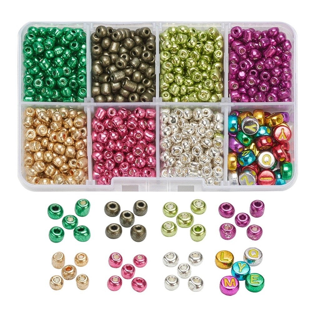 Inspirations Kit - 7 Mix Metallic Size 6 Seed Beads + Letters