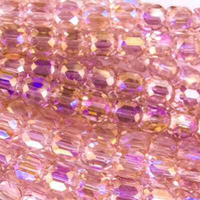 Czech Faceted Column - Peach AB 9x8mm