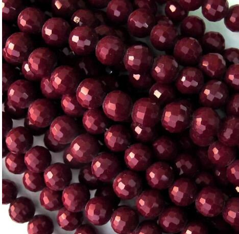 Czech Faceted Round - Maroon 12mm
