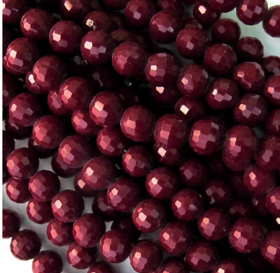 Czech Faceted Round - Maroon 12mm