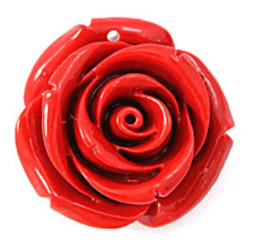 Resin Carved Flower - English Red 25mm