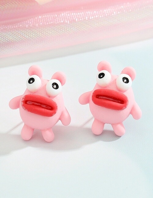 Ugly Cute Big Mouth Pink Monster Earrings