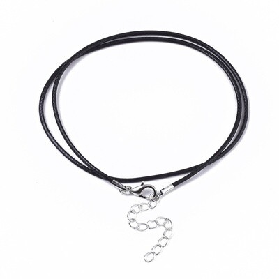 Waxed Cotton Premade Necklace - Black 44cm