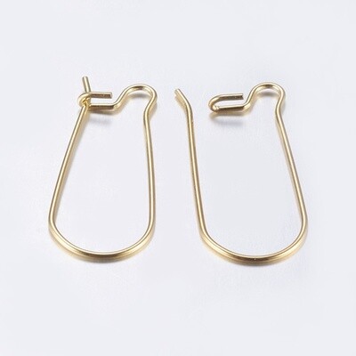 304 SS Safety Earring Hook - Gold 25x10.5mm
