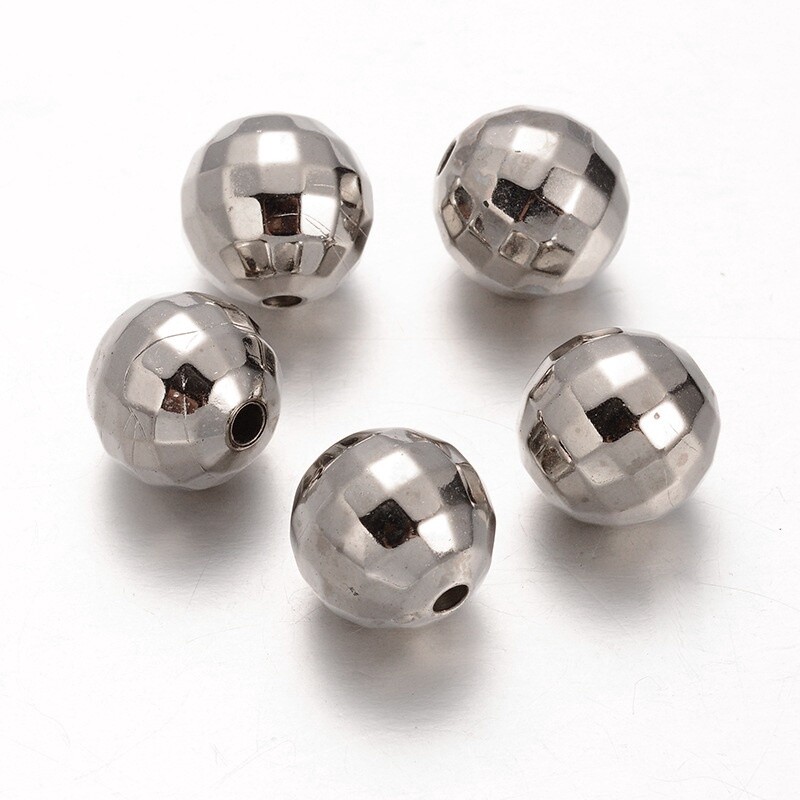 MP Faceted Round - Platinum 13.5mm