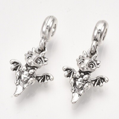 Dragon Charm Dangle - Silver 31mm