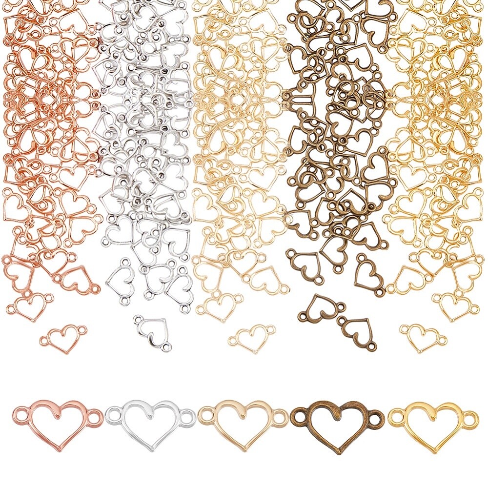 Metal Open Heart Connector - Mixed 8x14.5mm