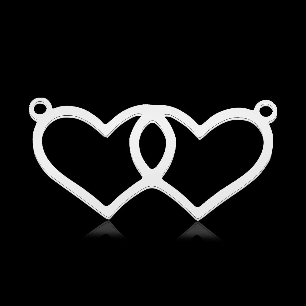 201 SS Double Heart Connector - 13x26.5mm