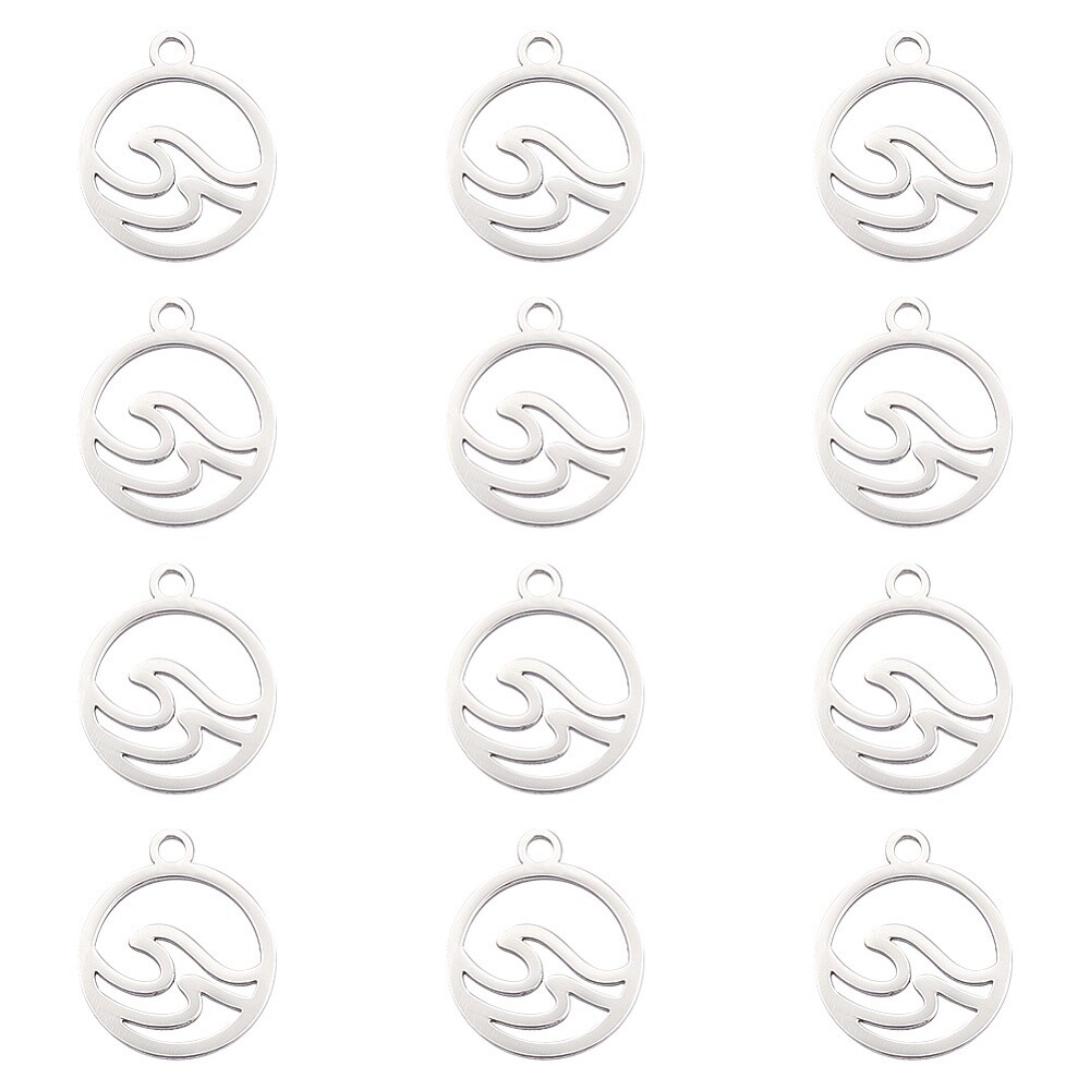 304 SS Wave Charm Connector - 14x12mm