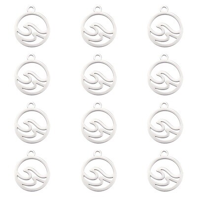 304 SS Wave Charm Connector - 14x12mm