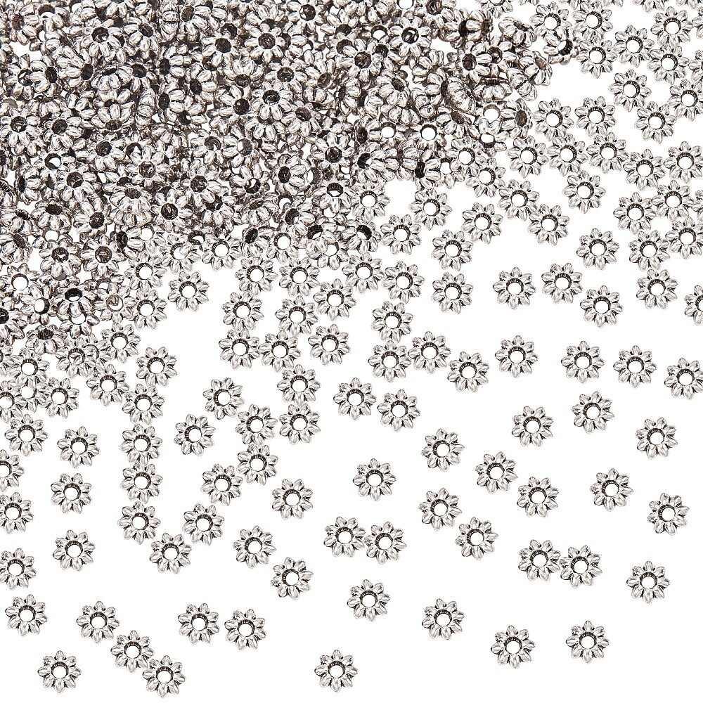 Floral Daisy Spacer - Silver 5.5mm