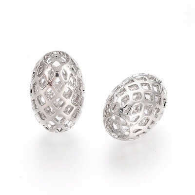 Filigree Metal Oval Bead - Gold or Silver 12x8mm