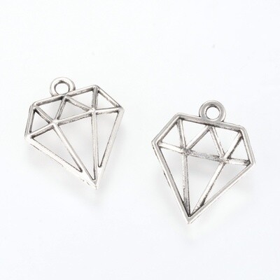 Diamond Charm - Silver 19x16mm