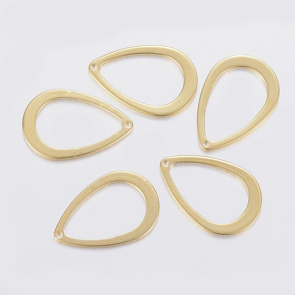 Golden 304 SS Teardrop Bead Frame - 17x11mm
