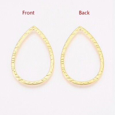 Golden Textured Teardrop Bead Frame - 41x27.5mm