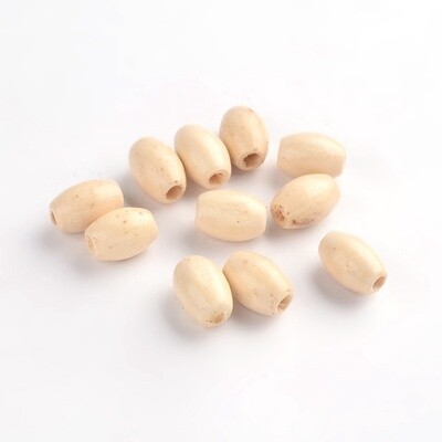 Wooden Egg Shape Bead - White 5x8mm