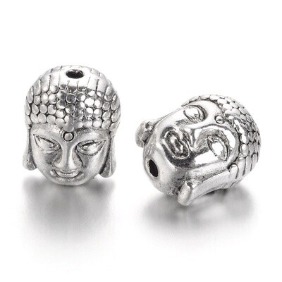 TS Buddha Head Charm Bead - Silver 11x9mm