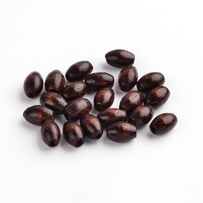 Wooden Egg Shape Bead - Brown 5x8mm