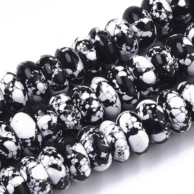 Howlite Rondelle - Black &amp; White 14x7mm
