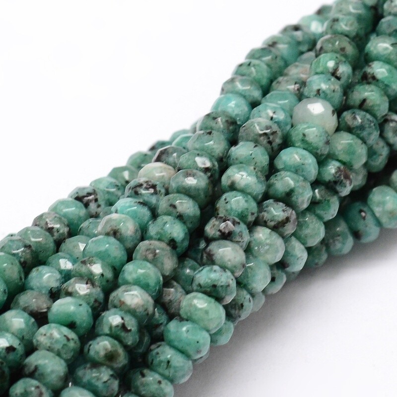 Malaysian Jade Faceted Rondelle - Turquoise 4x2mm