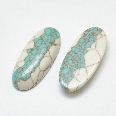 Semi Precious Cabochon Oval Mix - 25-30mm (Howlite &amp; Jasper)