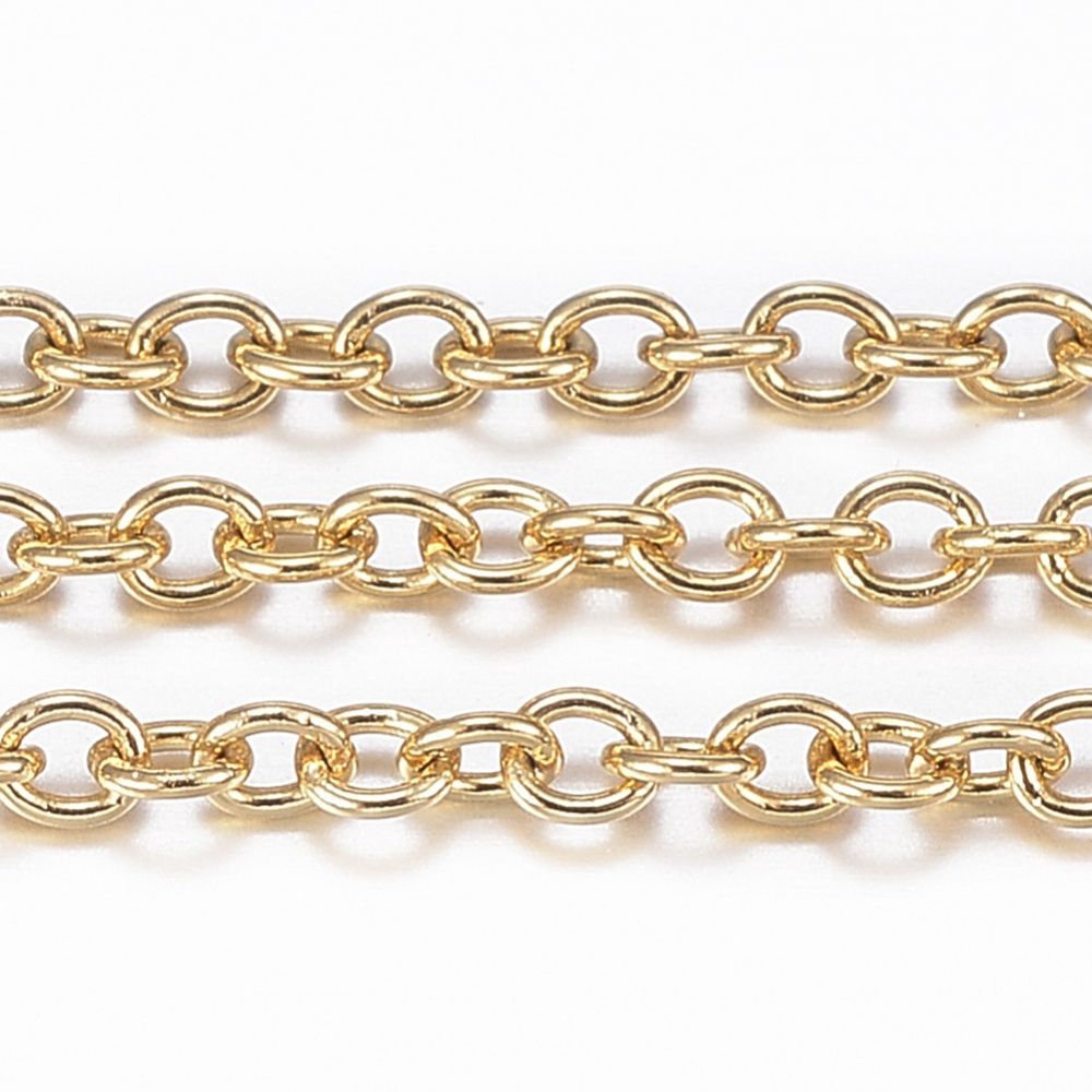 18K Gold Plated Cable Chain - 2x1.5mm x 1m