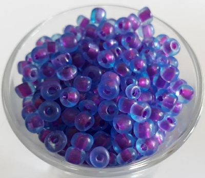 Seed Bead - Blue, Pink Lined 6/0