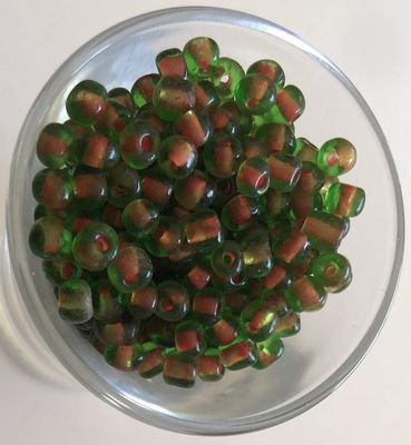 Seed Bead - Green, Orange Lined 6/0