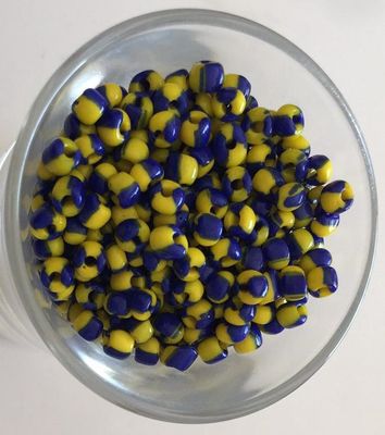 Seed Bead - Yellow &amp; Blue Stripe 6/0