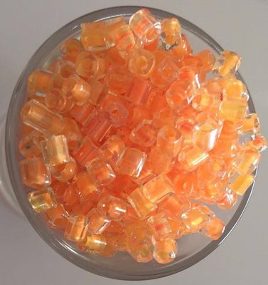 Seed Bead - Clear, Orange Lined Square Cut 6/0