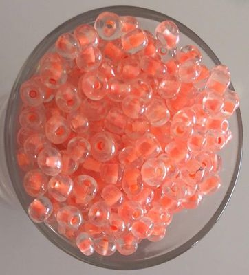 Seed Bead - Clear, Peach Lined 6/0