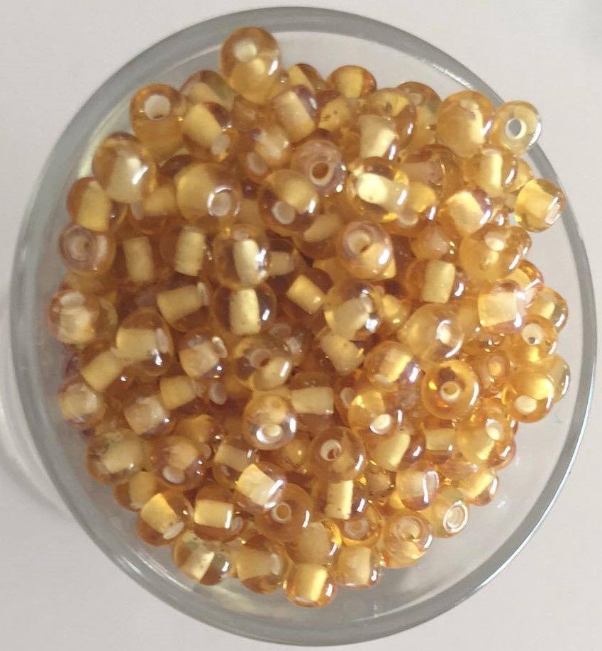 Seed Bead - Amber, White Lined 6/0