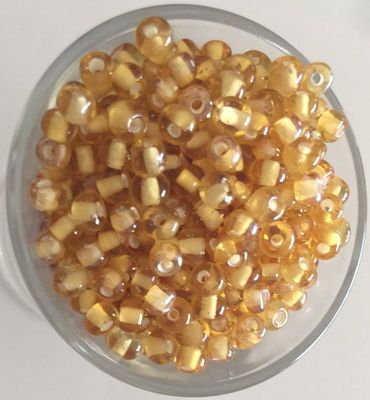 Seed Bead - Amber, White Lined 6/0