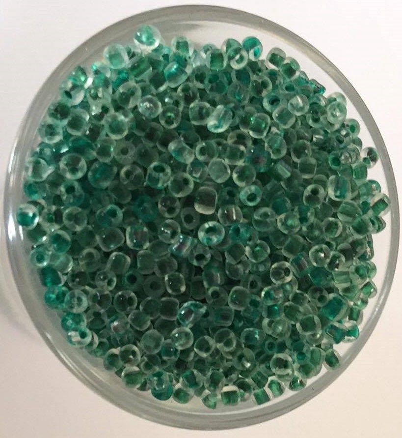 Seed Bead - Clear, Green Lined 11/0