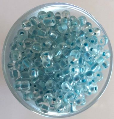 Seed Bead - Clear, Aqua Lined 6/0