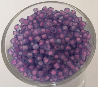 Seed Bead - Blue, Pink Lined 8/0