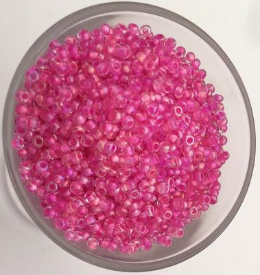Seed Bead - Clear, Pink Lined AB 11/0