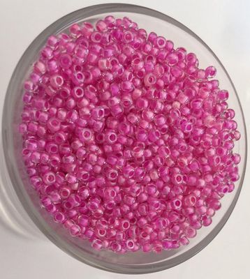 Seed Bead - Clear, Dark Hot Pink Lined 11/0